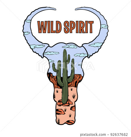 Western theme vector cow skull illustration for t-shirt prints, posters, and other uses. 92637682