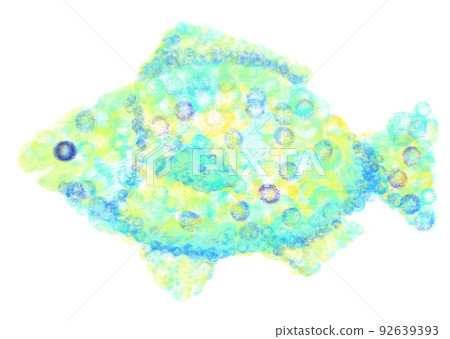 Colorful and colorful fish in pastel style yellow, green and blue 92639393