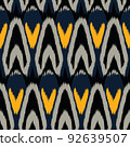 Ikat seamless pattern as cloth, curtain, textile design, wallpaper, surface texture background. Vector EPS10 92639507