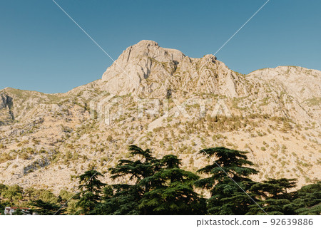 Panorama of the Bay of Kotor and the fortress, Montenegro. KOTOR. MONTENEGRO. Ruins of fortress in Kotor. Montenegro 92639886