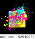 Abstract art paint ink splash, colorful blobs, drops and brush strokes on black background. Jpeg grunge illustration, design template for creative 92640079