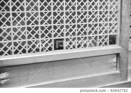 Black and white shot of a tea chest in an old private house 92642782