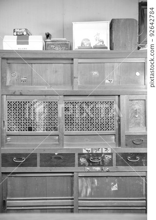 Black and white shot of a tea chest in an old private house Black and white shot of a tea chest in an old private house 92642784