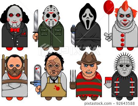 Movie Villain cartoon cute mascot vector killers and monsters from film Movie Villain cartoon cute mascot vector killers and monsters from film 92643588