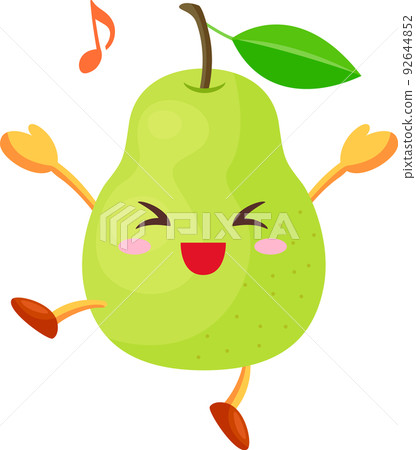 一個非常快樂的可愛梨字符的插圖 一個非常快樂的可愛梨字符的插圖 92644852