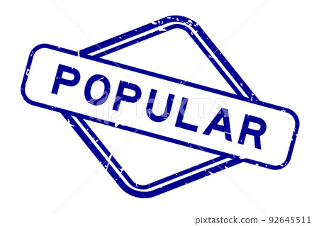 Grunge blue popular word rubbber seal stamp on white background 92645511