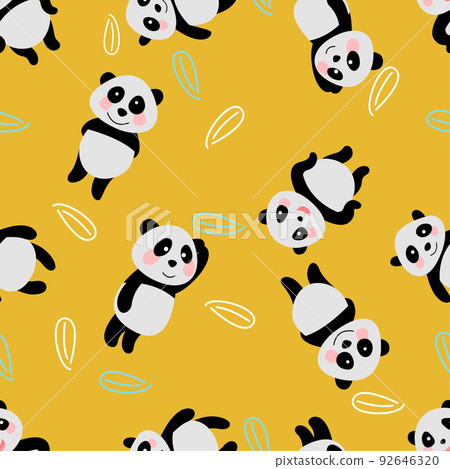 seamless pattern of panda in cute cartoon version seamless pattern of panda in cute cartoon version 92646320