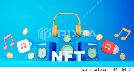 3d rendering NFT or non fungible token for music. 3d rendering NFT or non fungible token for music. 92646467