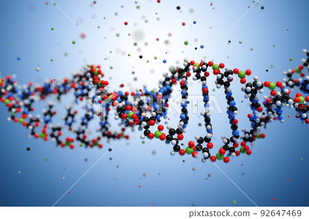 Molecular structure of DNA. 3D rendering. Molecular structure of DNA. 3D rendering. 92647469