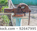 Vices were made during the times and according to the standards of the USSR. Old vise covered with corrosion. 92647995
