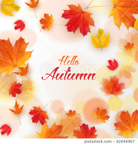 Orange Natura Hellol Autumn Card. Vector Illustration 92648967