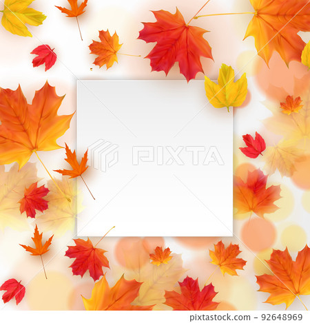Autumn Fall Leaves Empty Frame Template. Vector Illustration Autumn Fall Leaves Empty Frame Template. Vector Illustration 92648969