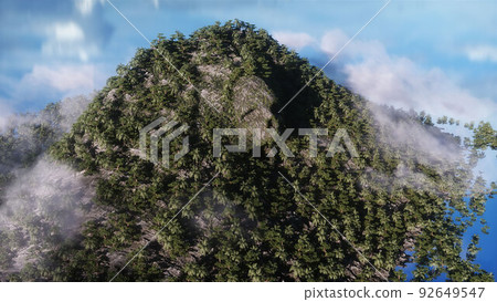 Fantasy island with skull mountain. airy concept. Dynamic trees. 3d rendering. 92649547