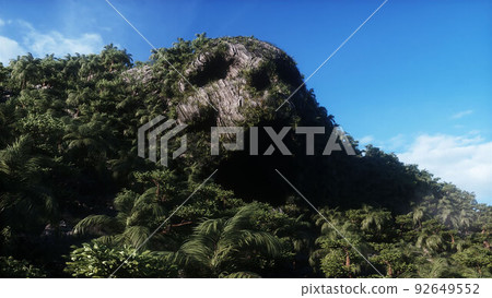 Fantasy island with skull mountain. airy concept. Dynamic trees. 3d rendering. 92649552
