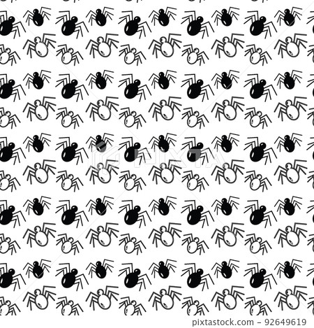 Seamless pattern of spiders with contour... - Stock Illustration ...
