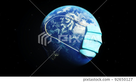 Earth planet in medical mask. medical concept. 3d rendering 92650127