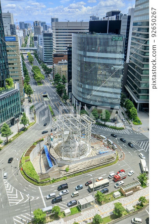 Nagoya station square monument in front of the station being dismantled 92650267