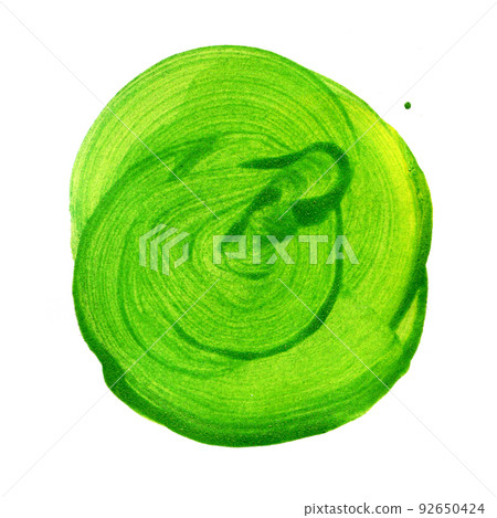 Green lime circle painted watercolor on paper.  92650424