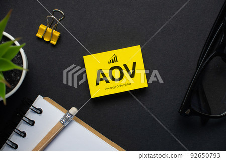 Concept business marketing acronym AOV or Average Order Value Concept business marketing acronym AOV or Average Order Value 92650793
