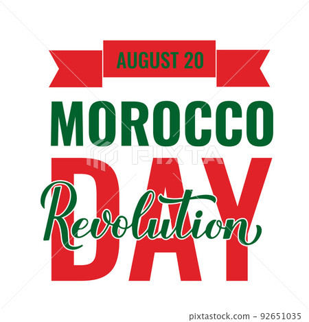 Morocco Revolution Day typography poster. National holiday on August 20. Vector template for banner, postcard, flyer, etc Morocco Revolution Day typography poster. National holiday on August 20. Vector template for banner, postcard, flyer, etc 92651035