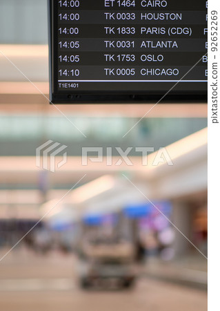 Flight information display board at the new Istanbul Airport, Istanbul Havalimani in Turkey 92652269