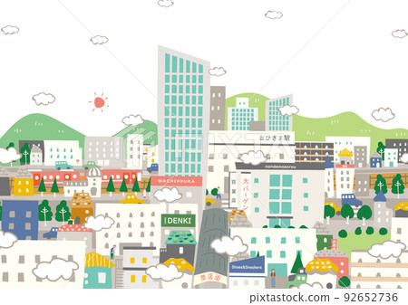 A city street where trains run in clouds A city street where trains run in clouds 92652736