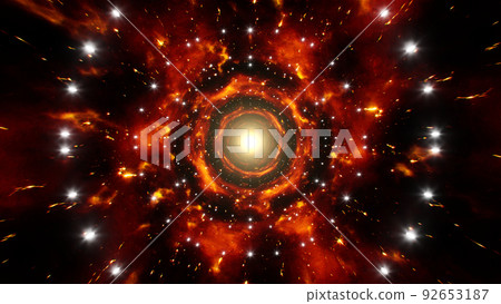Bursting Fire Energy and Glittering Light Particles Bursting Fire Energy and Glittering Light Particles 92653187