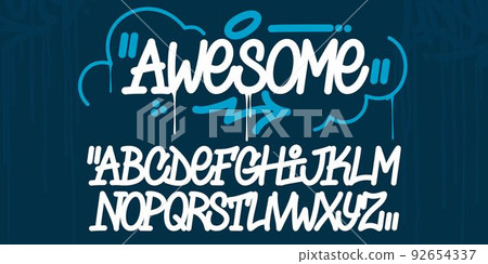 Bold Abstract Handwritten Hiphop Graffiti Street Art Style Font Alphabet Vector Illustration Template 92654337
