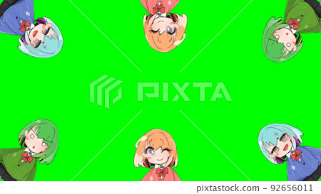 Girl Character Moe High School Girl Deformed Green Background [There is another Ver] 92656011