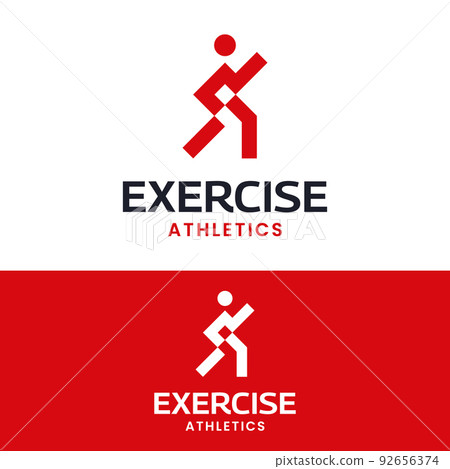 Minimal Exercise Workout Running Logo Design Template 92656374