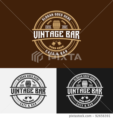 Vintage Bar Cafe Stamp Label Logo Design Template Vintage Bar Cafe Stamp Label Logo Design Template 92656391