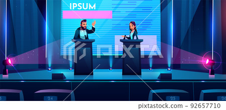 Conference debates business presentation on stage 92657710