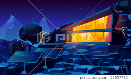 Organic architecture eco house with solar panels 92657712