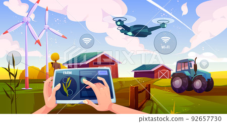 Smart farming, futuristic technologies in farm Smart farming, futuristic technologies in farm 92657730