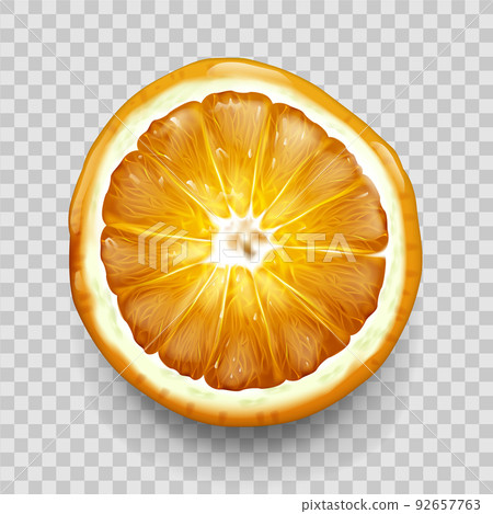 Orange or lemon cut in half top view. Citrus fruit 92657763