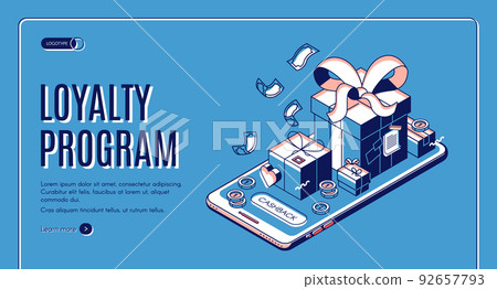 Loyalty program isometric web banner gift boxes 92657793