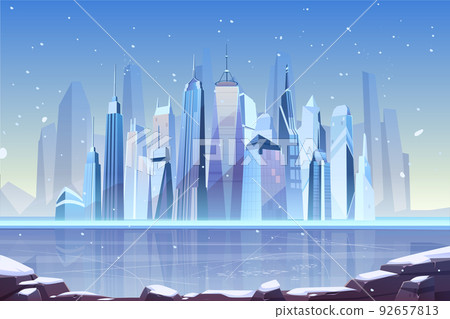 Cold winter in modern metropolis cartoon vector Cold winter in modern metropolis cartoon vector 92657813