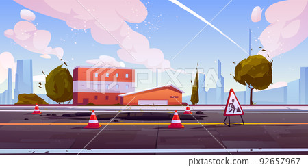 Road under construction cityscape street view 92657967
