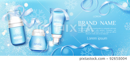 Winter cosmetic tubes and cream jar mock up line 92658004