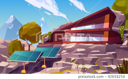 Organic architecture eco house with solar panels 92658258