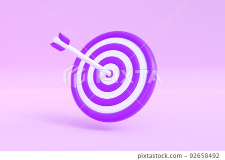3d arrow hit center of target. Concept of solving business problems, goal achievement, aim development, leadership and success. 3d high quality render 92658492