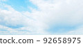 Summer blue sky and clouds. Gradient blue and light white background. Beauty clear cloudy in the sun. Calm bright aerial background. Clear abstract. Wallpaper backdrop. 92658975