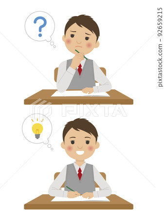 Male student problem & solution pose Male student problem & solution pose 92659215