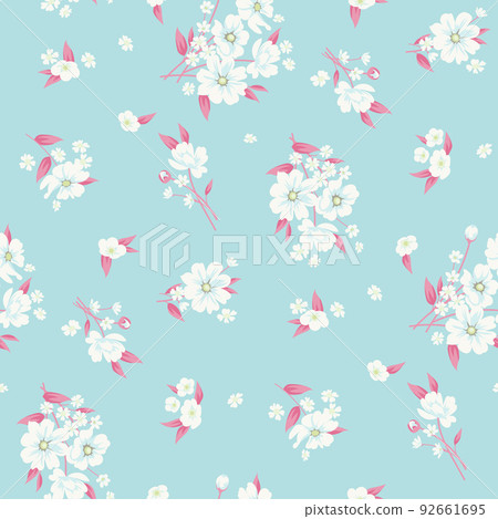 Trendy floral background with elegant small flowers on field for digital wallpaper and garment in liberty style ,ornate vector template Trendy floral background with elegant small flowers on field for digital wallpaper and garment in liberty style ,ornate vector template 92661695