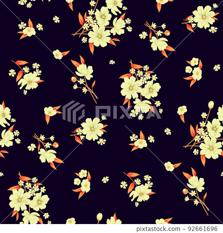Trendy floral background with elegant small flowers on field for digital wallpaper and garment in liberty style ,ornate vector template 92661696