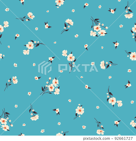 Trendy floral background with elegant small flowers on field for digital wallpaper and garment in liberty style ,ornate vector template Trendy floral background with elegant small flowers on field for digital wallpaper and garment in liberty style ,ornate vector template 92661727