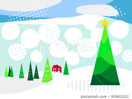 Christmas fir tree and snow scene illustration material 92662022
