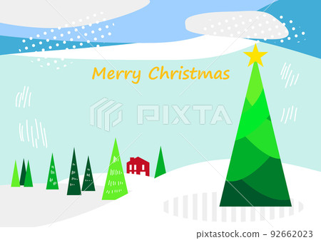 Christmas fir tree and snow scene illustration material 92662023