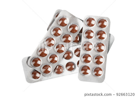 new blister with pills isolated on a white background. 92663120
