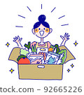 Illustration of a housewife happy with a meal kit 92665226
